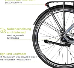 Zündapp E-Bike X600 City 28 Zoll 7-Gang 400 Wh grau blau